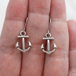 Silver Anchor Earrings - Handmade & Hypoallergenic